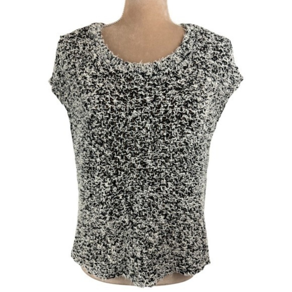 Eileen Fisher Womens Sleeveless Sweater Marled Black Flyaway Back Sz‎ Medium
